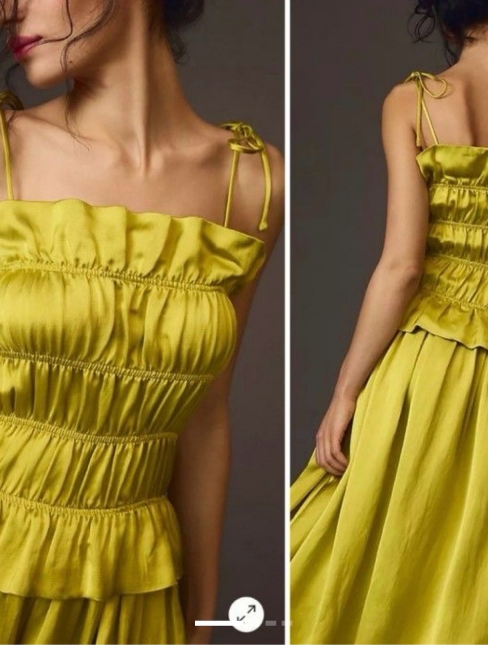 OHSEVENDAYS Chartreuse Satin Tie-Shoulder Dress
